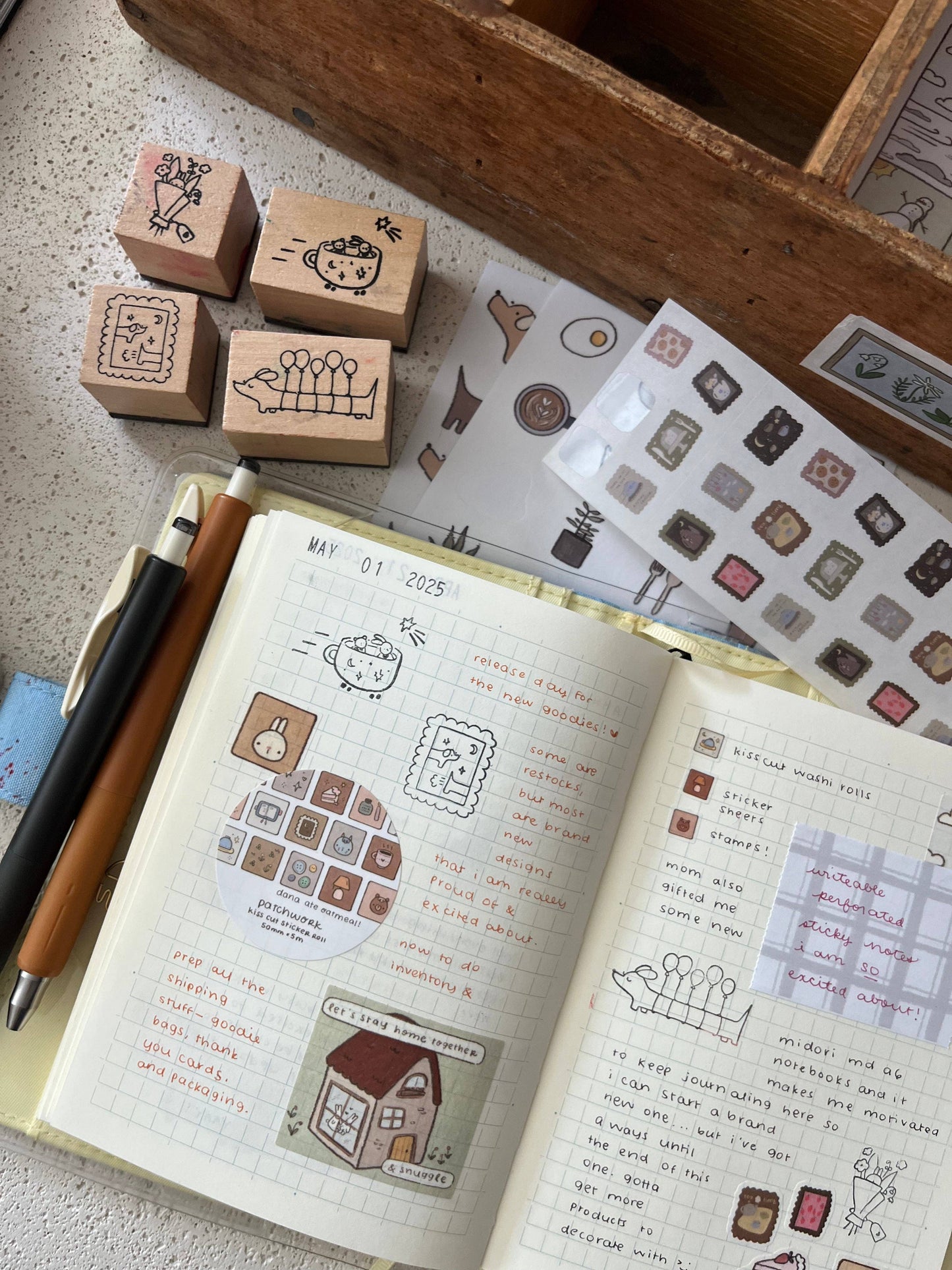 Farting dog wooden stamp