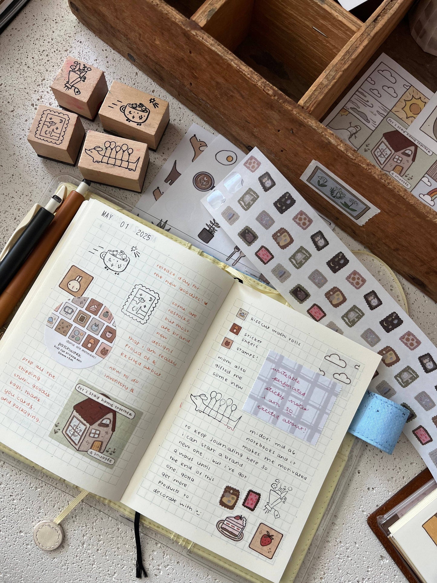 Farting dog wooden stamp